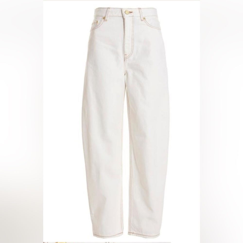NWT Ganni Stary Bright White Barrel leg Jeans